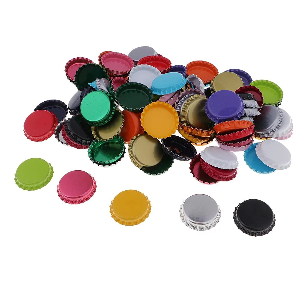 100x Colored Round Flattened Bottle Caps Flat Bottlecaps for DIY Hairbow Crafts Hair Bows Necklace Jewelry Accessories 25mm