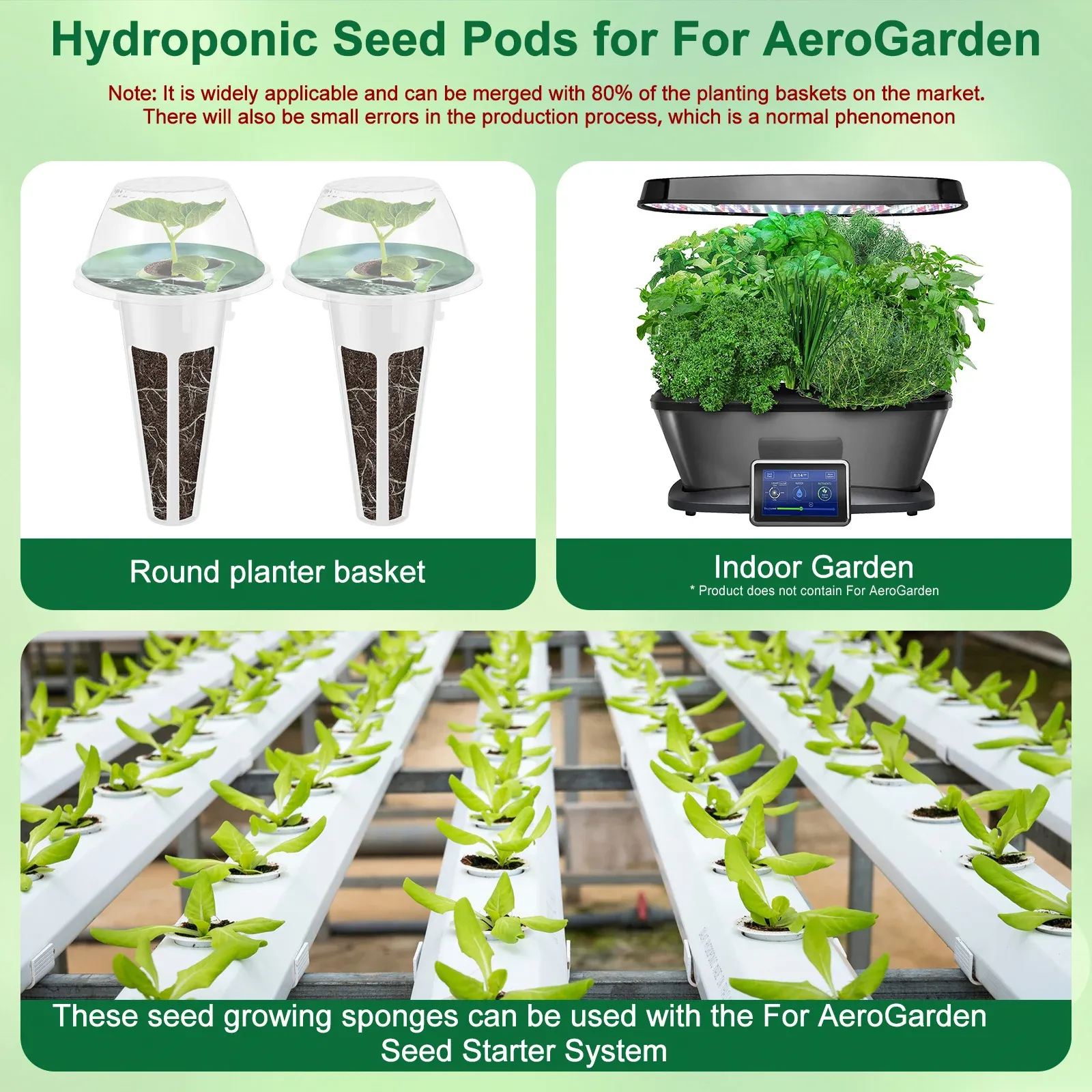 166 PCS kit de vagem de sementes de sementes kit hidropônico kit Sistema de cultivo hidropônico interno com 40 rótulos 40 cestas de cultivo 40 cúpula 40