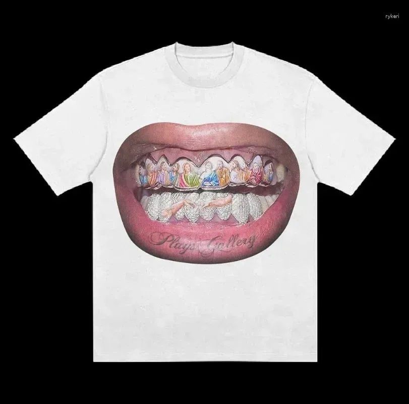 남자 T 셔츠 Y2K 티셔츠 레트로 하라주쿠 고딕 인쇄 그래픽 힙합 랩 랩 여성 스트리트웨어 대형 펑크 코튼 느슨한