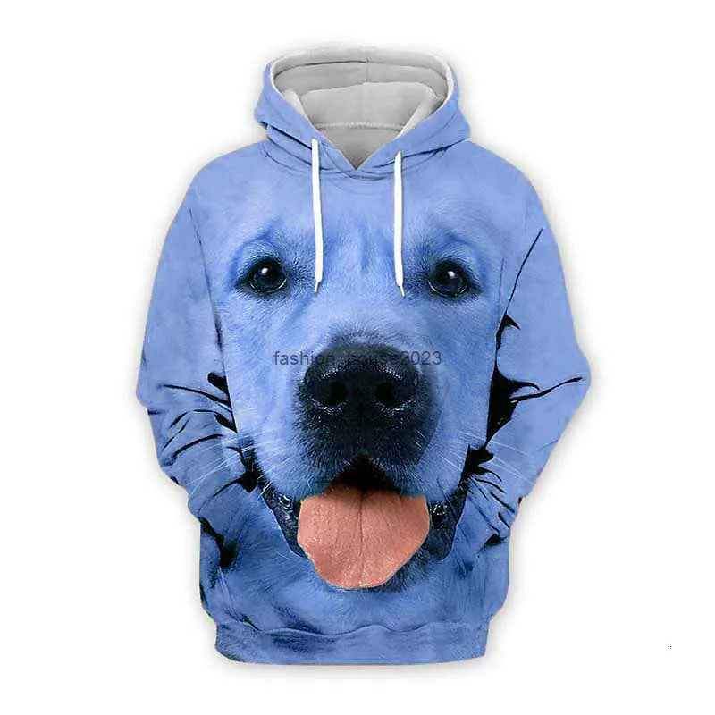 Nouveau chien graphique graphique 3D imprimé à manches longues Kangaroo Pocket Design Hoodie Sportswear Capuche pour hommes