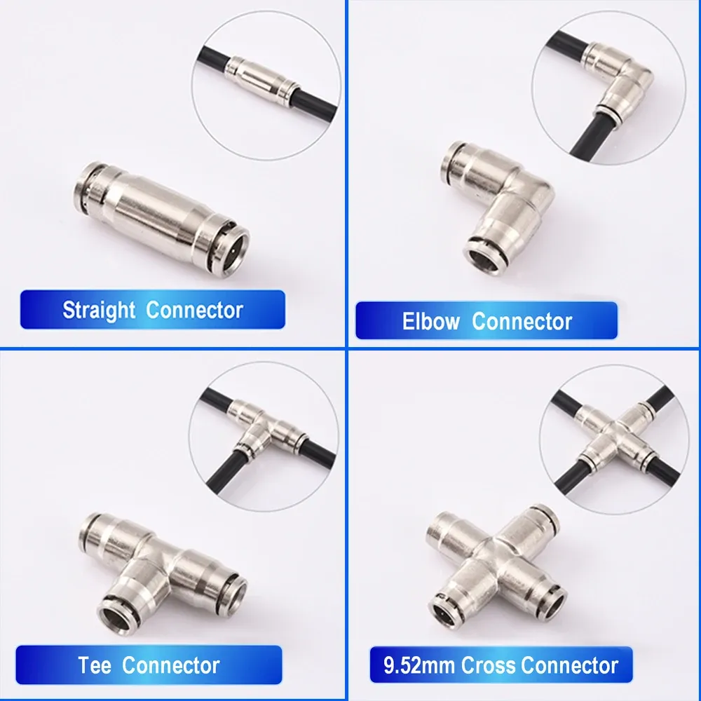 3/8 "interface slip vergrendeling snel connector hogedruk messing T -stuk elleboog rechte gewricht met spuitmondstoelnevelsysteem fittingen