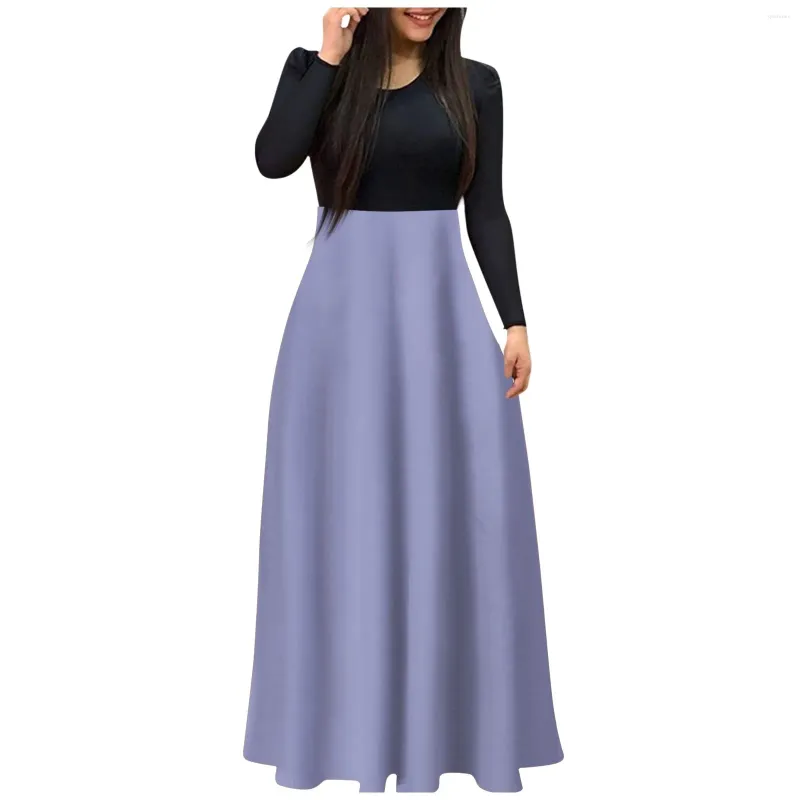 Lässige Kleider lang für Frauen elegantes bodenlangen Kleid Winter 2024 Ärmeln Kleider Damen Vestido Fiesta