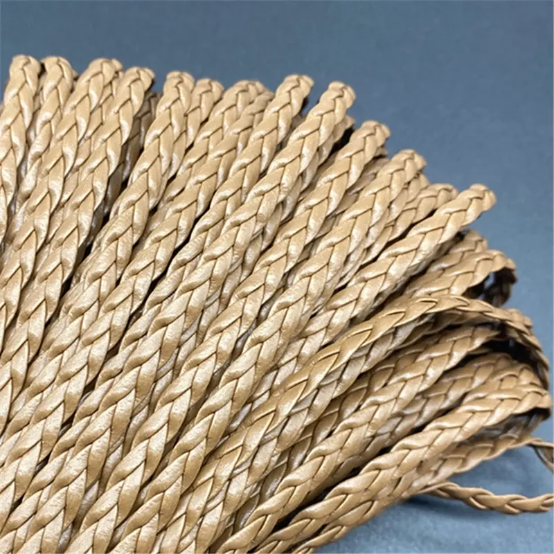 3yards/Lot 5mm Braided Flat Leather Rope PU Leather Cord Rope For String Strap Necklace Rope For Jewelry Making