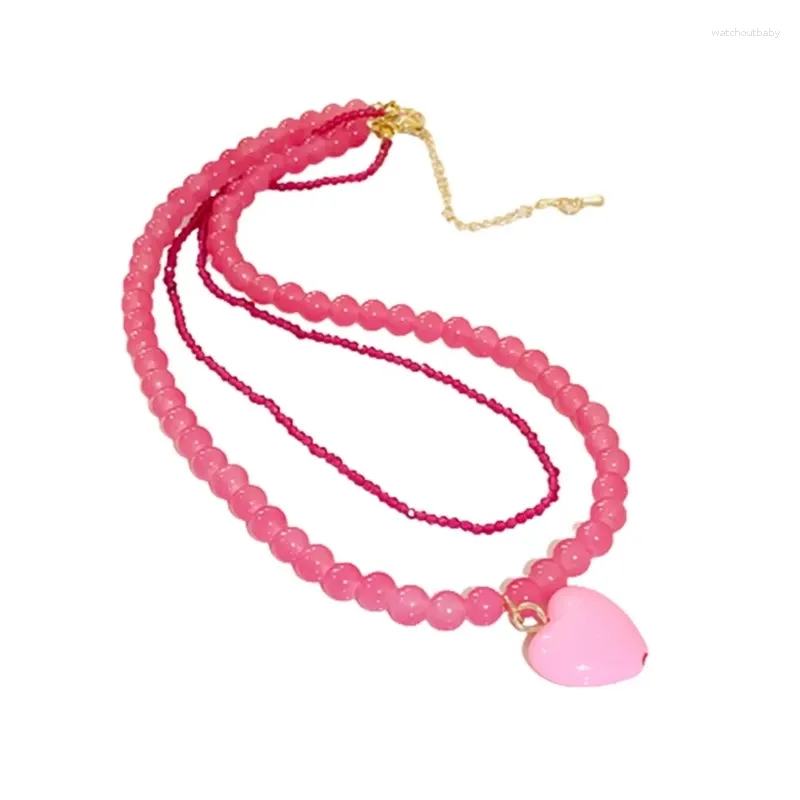 Anhänger Halsketten rosa Herz Zauberer Kristall Perlen Halskette CHOKER BLUCKILE Kette Mode Schmuck Schmuck