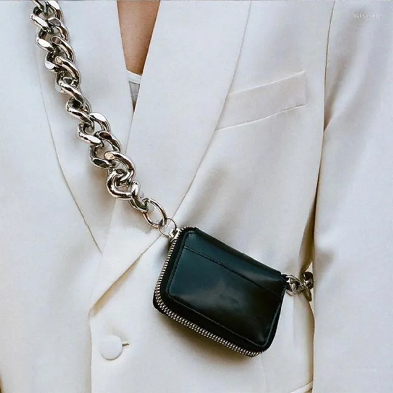 Bola de luxo feminino Totes Ins estilo de metal grossa Chain Bike carteira mini bolsa de moedas moda pacote de peito embreagem