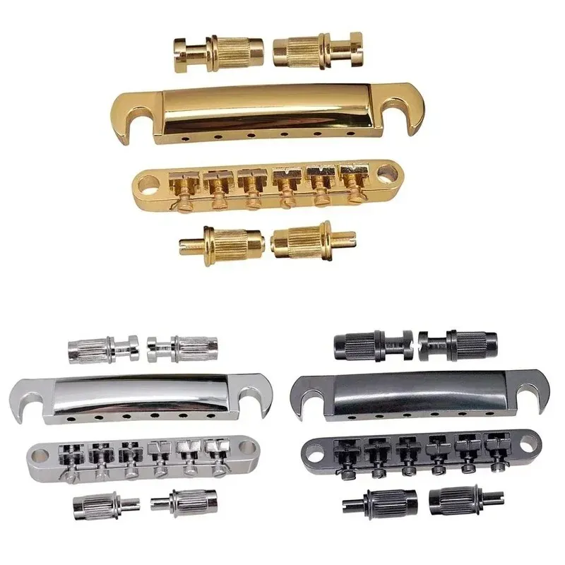 2024 1 Set of 6 Strings Guitar Tune O Matic Bridge and Tailpiece with Posts for LP Electric Guitar Bass Guitar1. for LP Electric Guitar