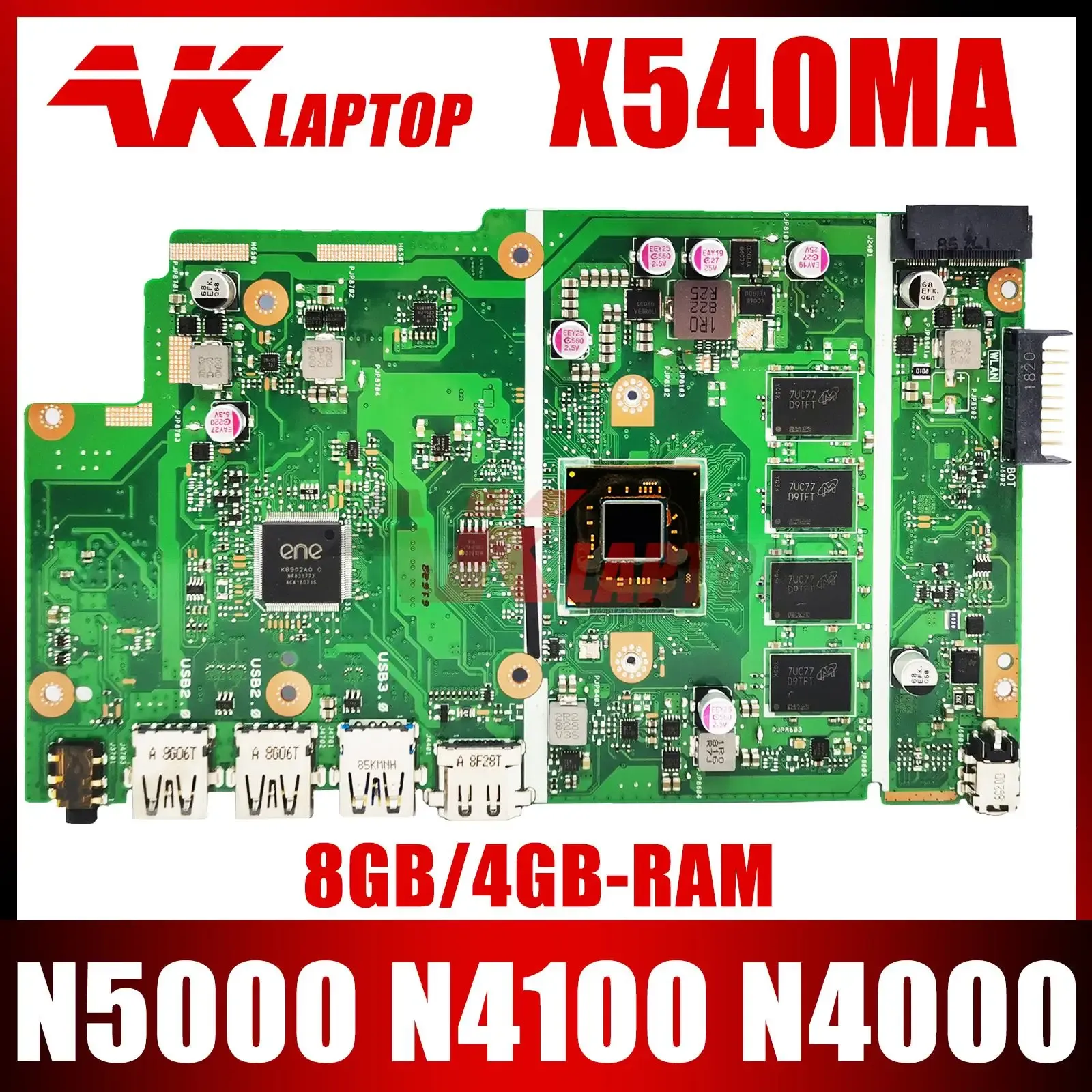 Moederbord X540MA Mainboard voor ASUS X540M A540M X540MA LAPTOP MOEDER BORD MET N4000 N4000 N4100 8GB 4GBRAM 100% TEST