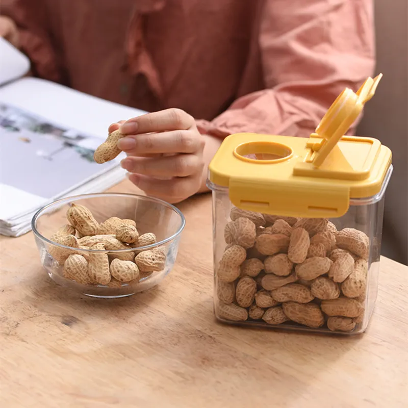 Cereali in plastica trasparente barattoli barattoli lattine di stoccaggio di boschi di zucchero contenitore di alimenti per alimenti di grande capacità Organizzatore accessori da cucina