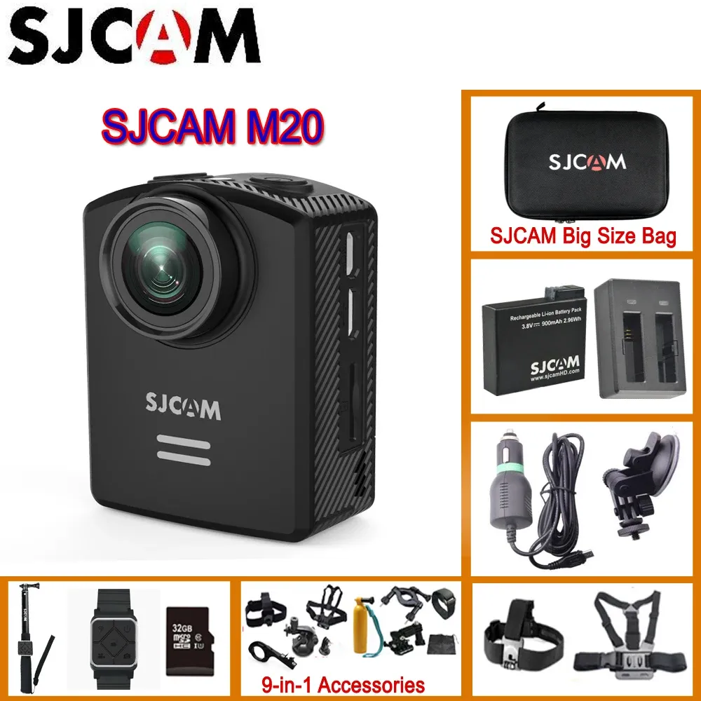 Cameras Original SJCAM M20 Gyro Mini Action Casque Sports DV Caméra APPLAPIR 4K 24FPS 2K 30FPS NTK96660 16MP AVEC FORMAT RAW