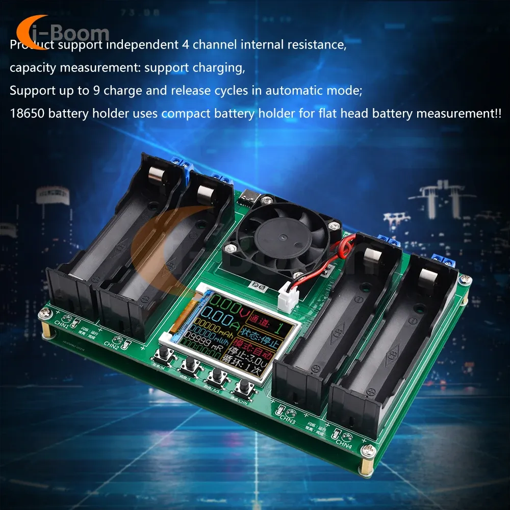 4チャンネル18650バッテリー内部抵抗テスター容量テスト自動充電および放電モジュールLEDデジタルディスプレイ