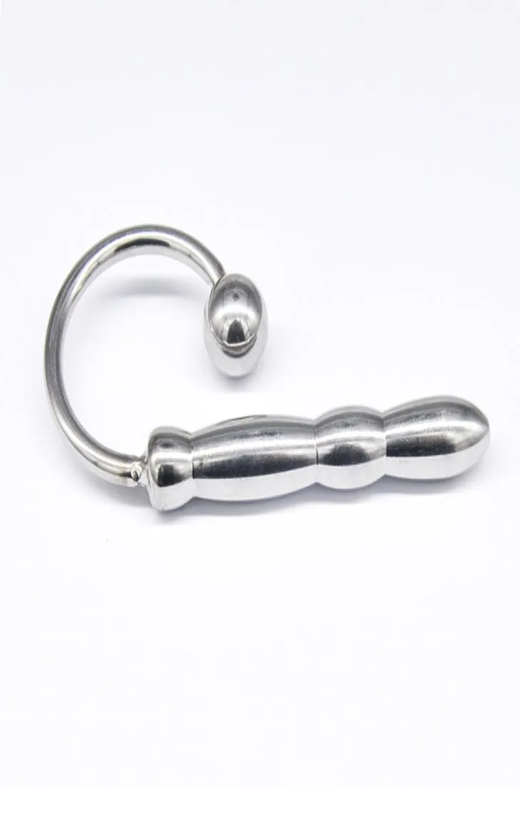 BDSM Hook Shape Urethra Plug Rostless Steel Masturbator Urethral Sounds Penis Dilators Stimulate Sex Toy for Men4465380