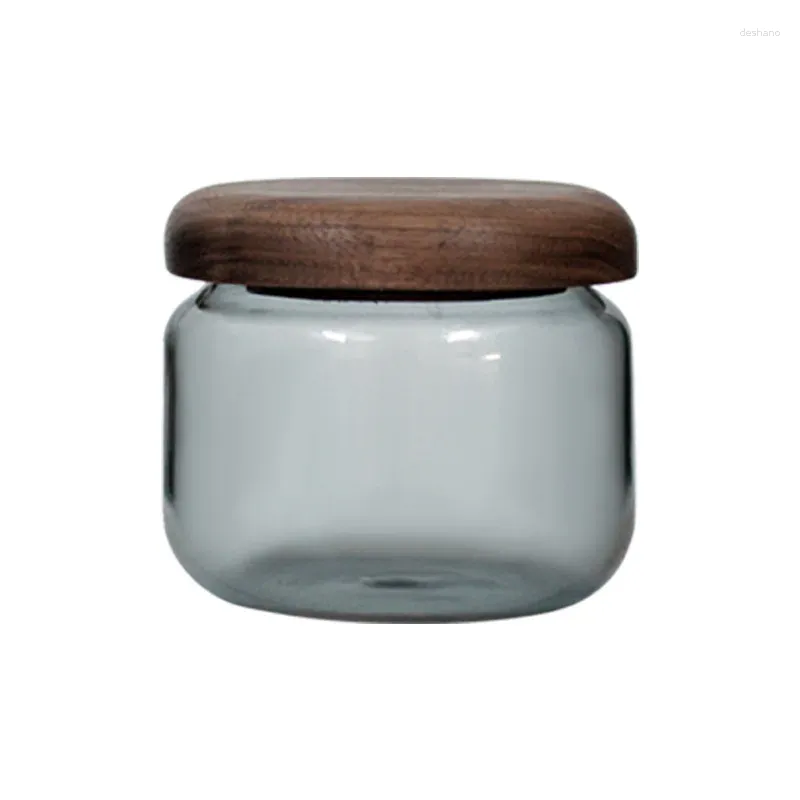 Bouteilles de rangement naufuge en bois en bois mini pot en verre pour le thé à café peut ménager des récipients scellés