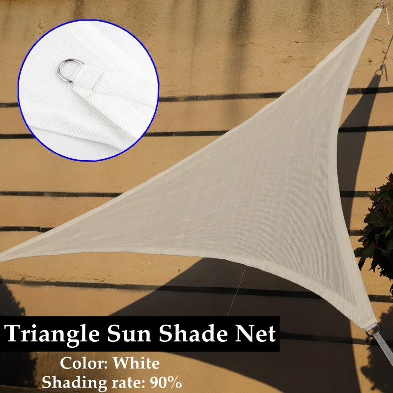 Треугольник Солнечный оттенок сетка белые ткани затенение 90% на открытом воздухе охлаждающий садовый беседка беседка.