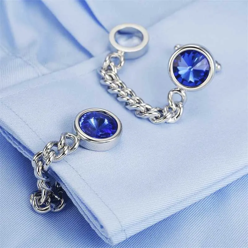 Men's Crystal Brass Chain Cufflinks - Luxury Wedding Cufflinks with ...