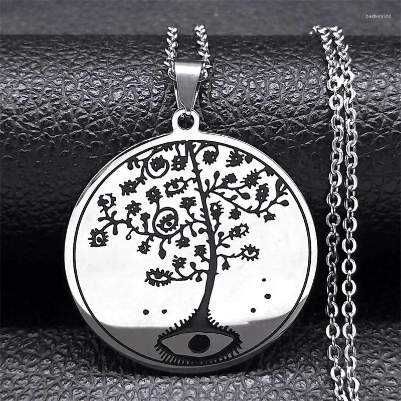 Collane a ciondolo Witchcraft Demone Eye Tree of Life Collana per donne uomini in acciaio inossidabile Yggdrasil Gioielli Gift Collar Largo 548-QKC