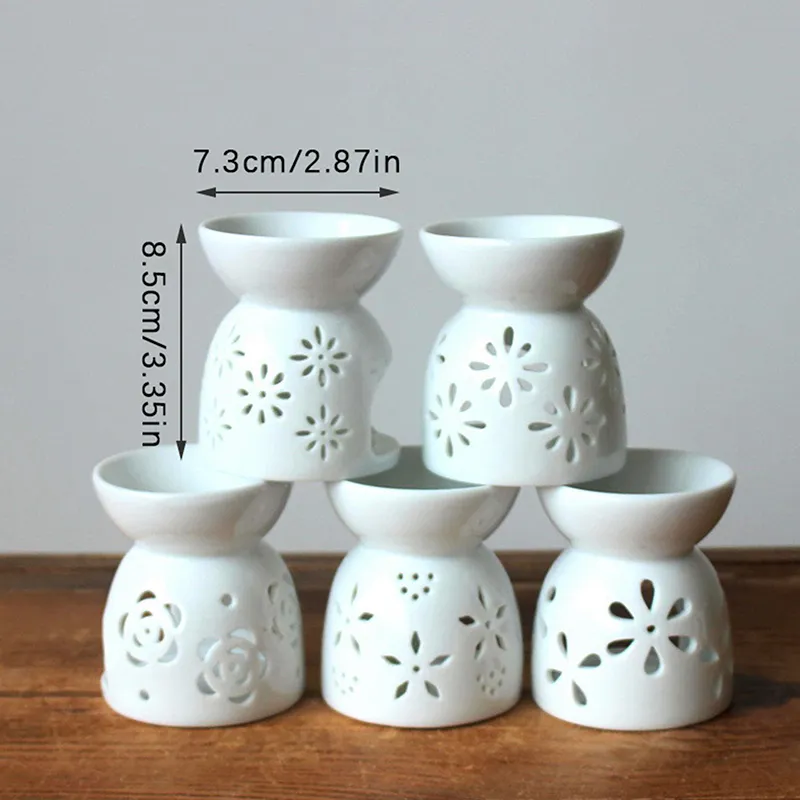 Porcelain Aroma Burner Essential Oil Furnace Mini Candle Holder Solid Color Ceramic Crafts Aromatherapy Diffuser Home Decor