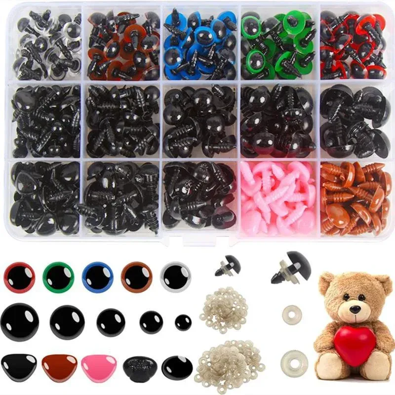 1 Box DIY Craft Eyes Sets 560 Stcs Plastik Kunststoff Bunte Sicherheitsaugen Nasen für tierische Spielzeugpuppenhandwerk DIY MACHE FÜR DIE WORTUNGSBETRIEBE Accessoires