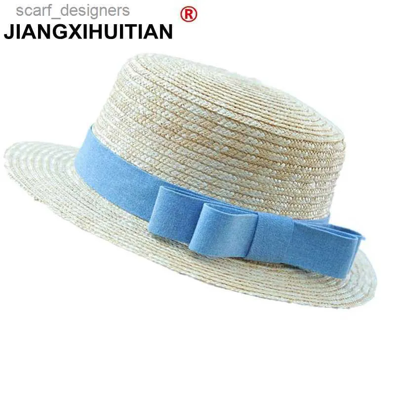 Breite Krempe Hüte Bucket Hats Mode fähige Frauen Sonnenblock Hut Mädchen Bogen Strohhalm Sonne Sonne Block Damen Elegant Urlaub Meer Seaside Sommer Beach Einfacher Freizeithut Y240409