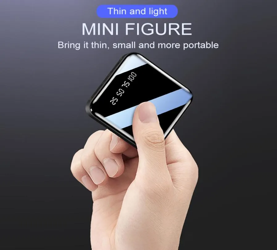 PINZHENG Mini 10000mAh Power Bank For Xiaomi Mi Power Bank Portable Charger External Battery LED Digital Display USB Powerbank3006269