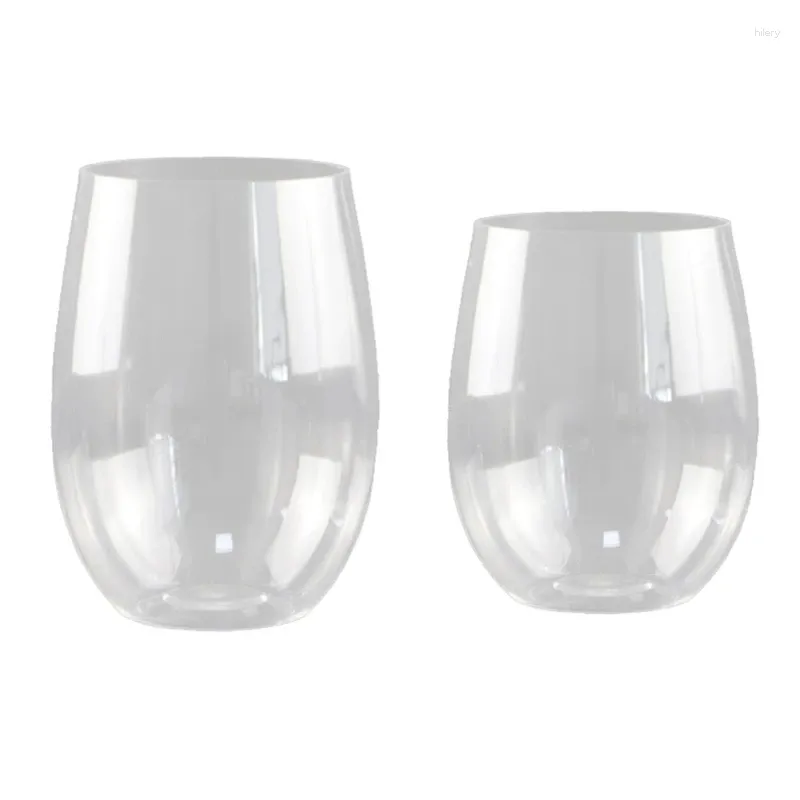 Disposable Cups Straws Stemless Plastic Wine Champagne Glasses Elegant Durable Reusable Shatterproof