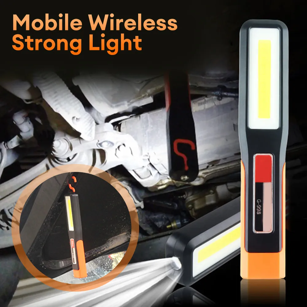 LED COB Work Light With Magnetic Base - Rechargeable Super Bright Flashlight Lamp