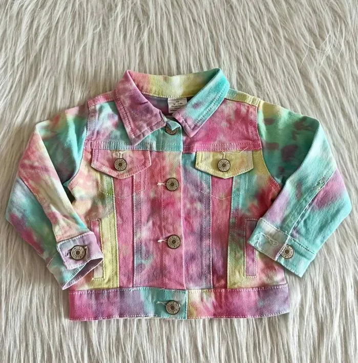 Baby Girls Denim Jacket High Quality Soft Long Sleeve Jeans Coat Kids Whole Fall Winter Wear Girls Tie Dye Jeans Jack5957802