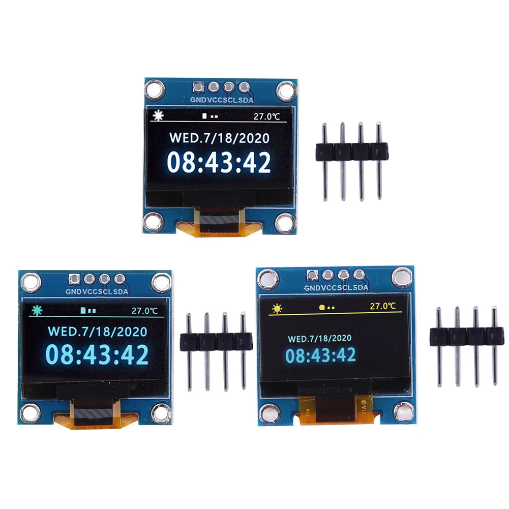 0.96inch Display Module 4pin IIC 3.3-5V SSD1315 Drive LCD Module White/Blue/Yellow Blue Display for Arduino/Raspberry Pi/BBC