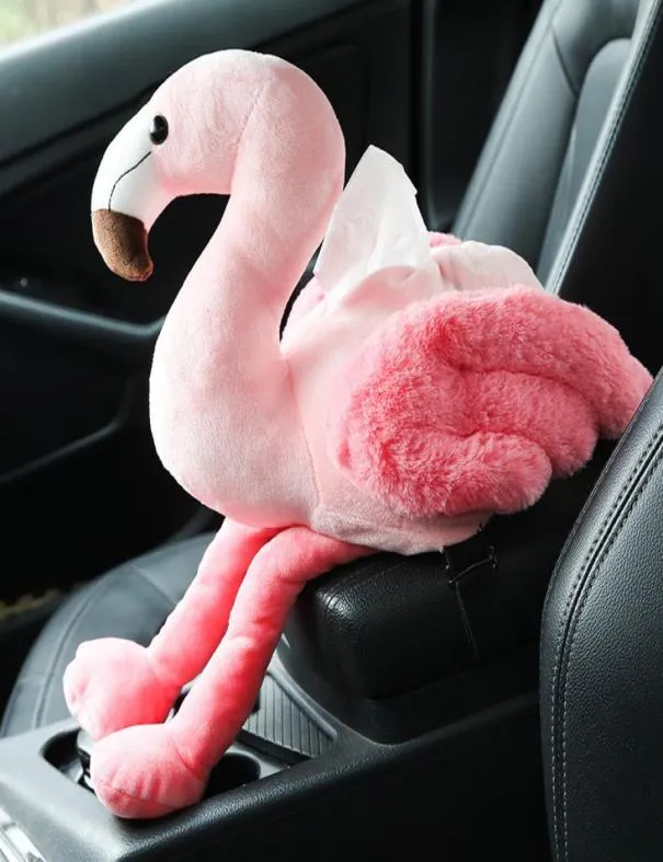 1PCS INS Pink Flamingo Cover Cover Creative Car Sibeste Tissue Tissue Cute Plush Toys Dekoracyjny serwetek do wystroju domu1579675