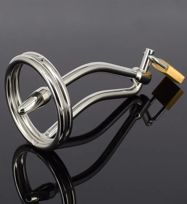 Men ceinture d'anneau de retard de pénis en acier inoxydable avec anneau de pénis de son urétral bdsm sexe toys coq cage dispositif de pénis 9408924