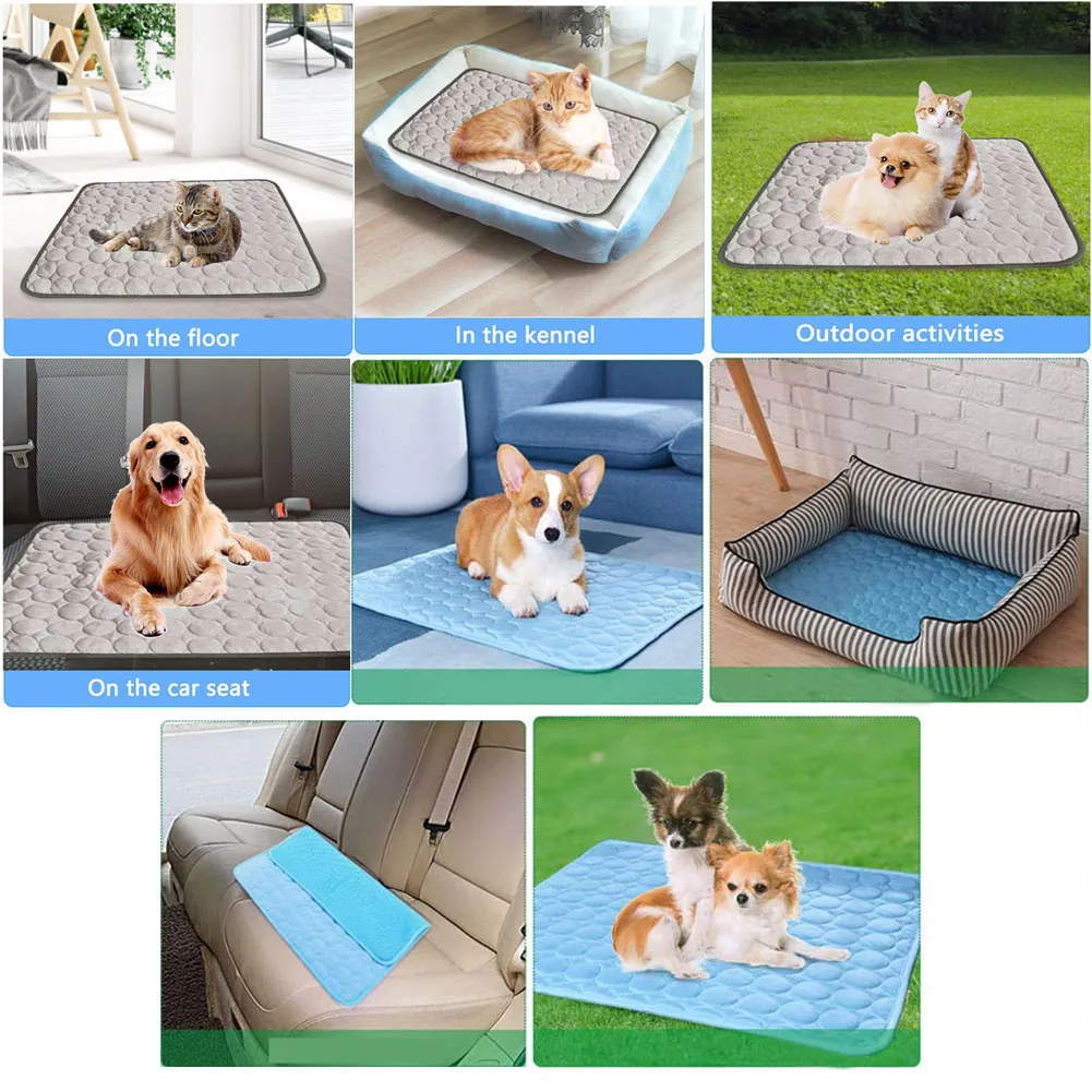 Pet Ice Silk Mat Dog Mat Summer Cool Courting Cootbable Cat Cool Coolcing Pulps Supplies маленький большой собачий домашний коврик