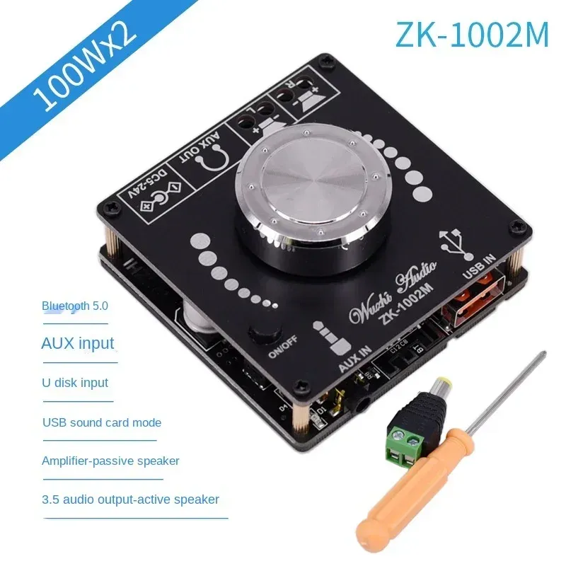 ZK-1002M 100W+100 Вт Bluetooth 5.0 Power Audio Amplifier Board Стерео Amp Amplificador Home Theatre Aux usbfor Bluetooth 5.0 Power Amp