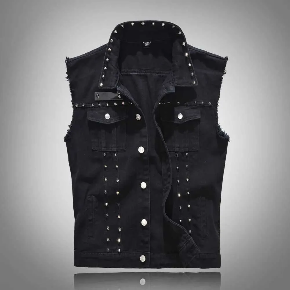 2019 Cotton Jeans Slveless Jacket Men Plus Size 5XL Black Denim Jeans Vest Men  Gilet Homme Denim Vest Mens Jackets