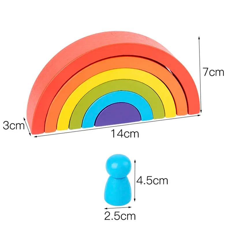 DIY Montessori toy children's wooden rainbow toys creative wood stacked blocks baby toys educational toys for children boy gifts