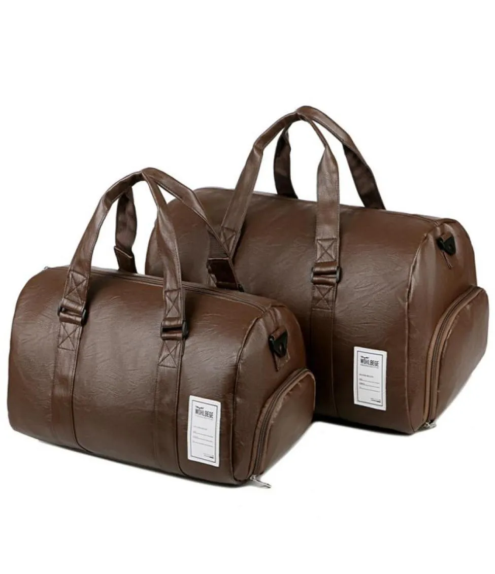 PU кожаные дорожные сумки Men039S Fitness Bag Сумка для хранения одежды.