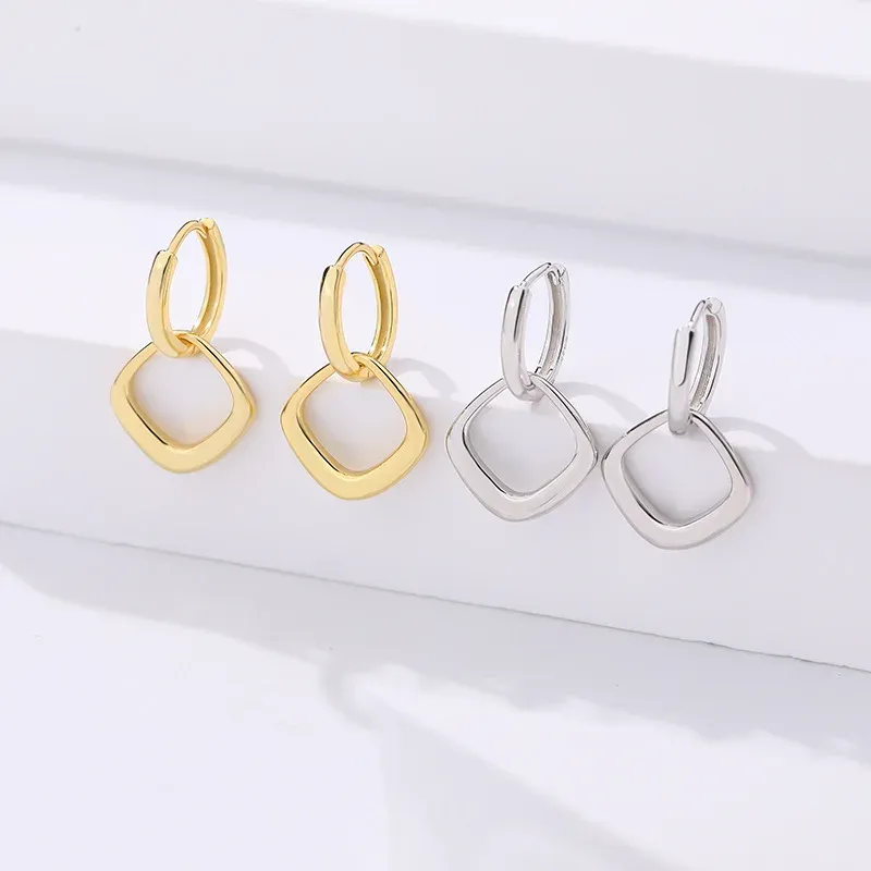 F.I.N.S Simple 925 Sterling Silver Gold Circle Drop Earrings Geometric Small Hoops Huggies Piercing Ear Fine Jewelry