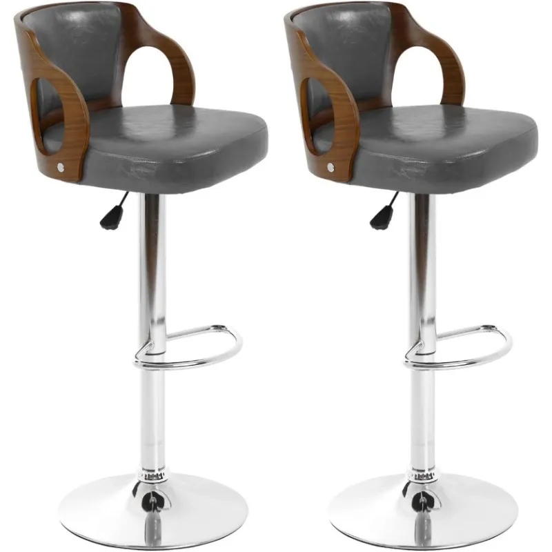 Ora Maison Modern Bar Stools Set Of 6 – PU Leather, Adjustable Height, Swivel, Rubberwood Base