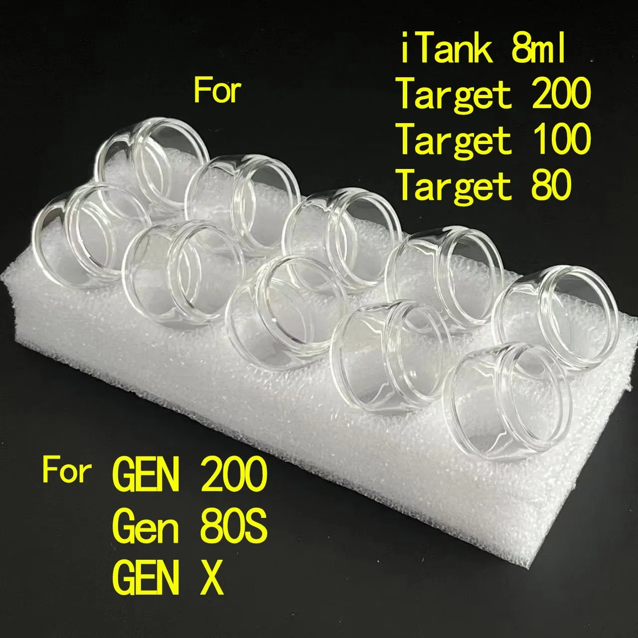 10pcs Tubo de vidro bolha para alvo 200 ITANK 8ML GEN 200 GEN 80S Target 80 100 Gen X Substituição Vidro de gordura Acessório