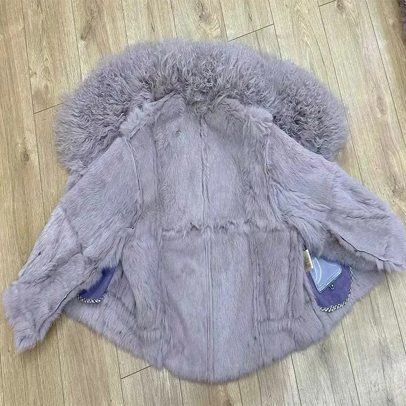 Giacche di pellicce da donna invernale vera naturalmente in pelliccia di coniglio in fila di pecora corta cappotto calda vendere la giacca da celebrità lnternet