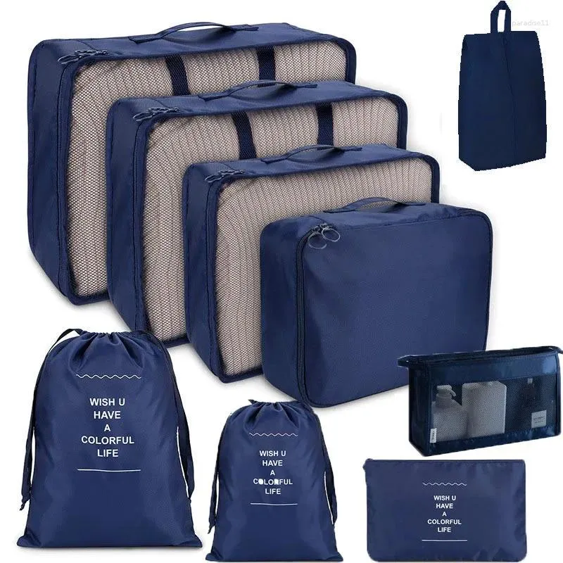 Sacs cosmétiques Épaississement pliable Cas de maquillage multifonctionnel Storage Set Nine Piece Clothing Punddle