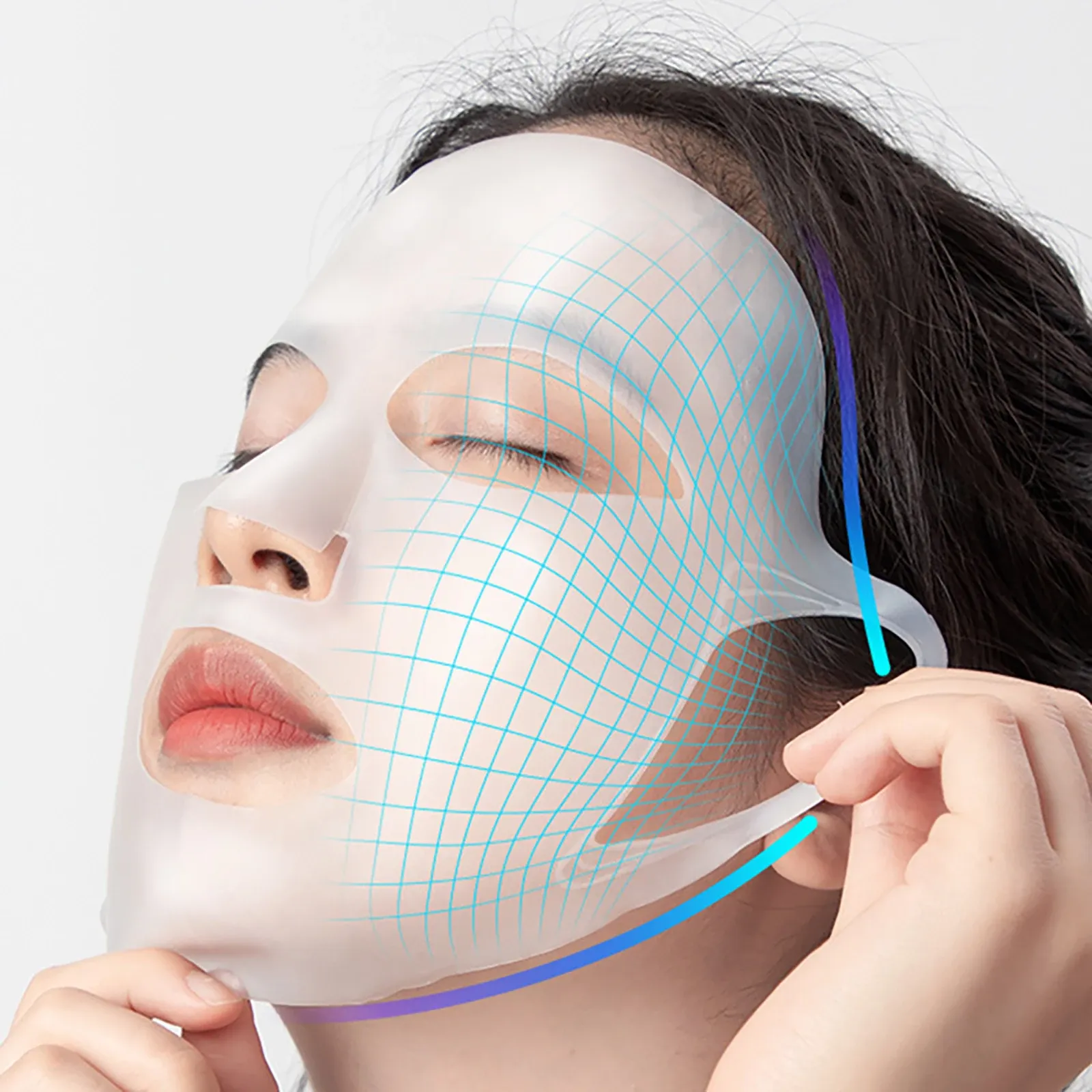 Maschera silicone viso donna strumento per la cura della pelle strumento per la faccia a orecchie di gel di gel riutilizzabile sterzatura anti -rughe rassodanti utensili