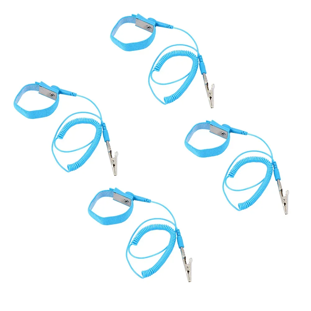 4 PCS banda di cinturino da polso antistatico a terra regolabile arrotondare bracciale blu.