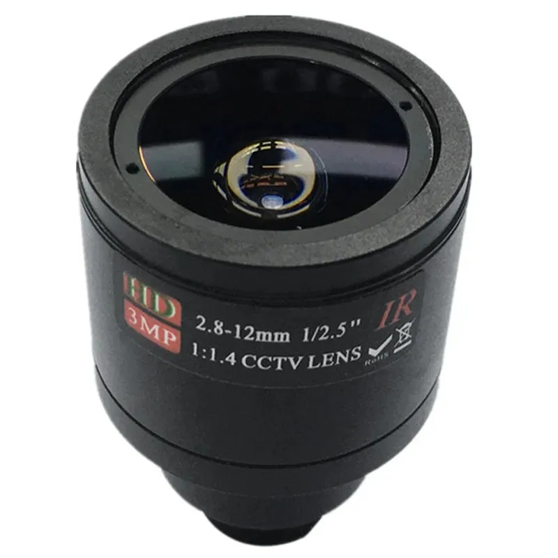 HD CCTV 렌즈 3.0MP M12 2.8-12mm Varifocal CCTV IR HD 렌즈, F1.4, 수동 초점 Zoomfor M12 Varifocal Lens