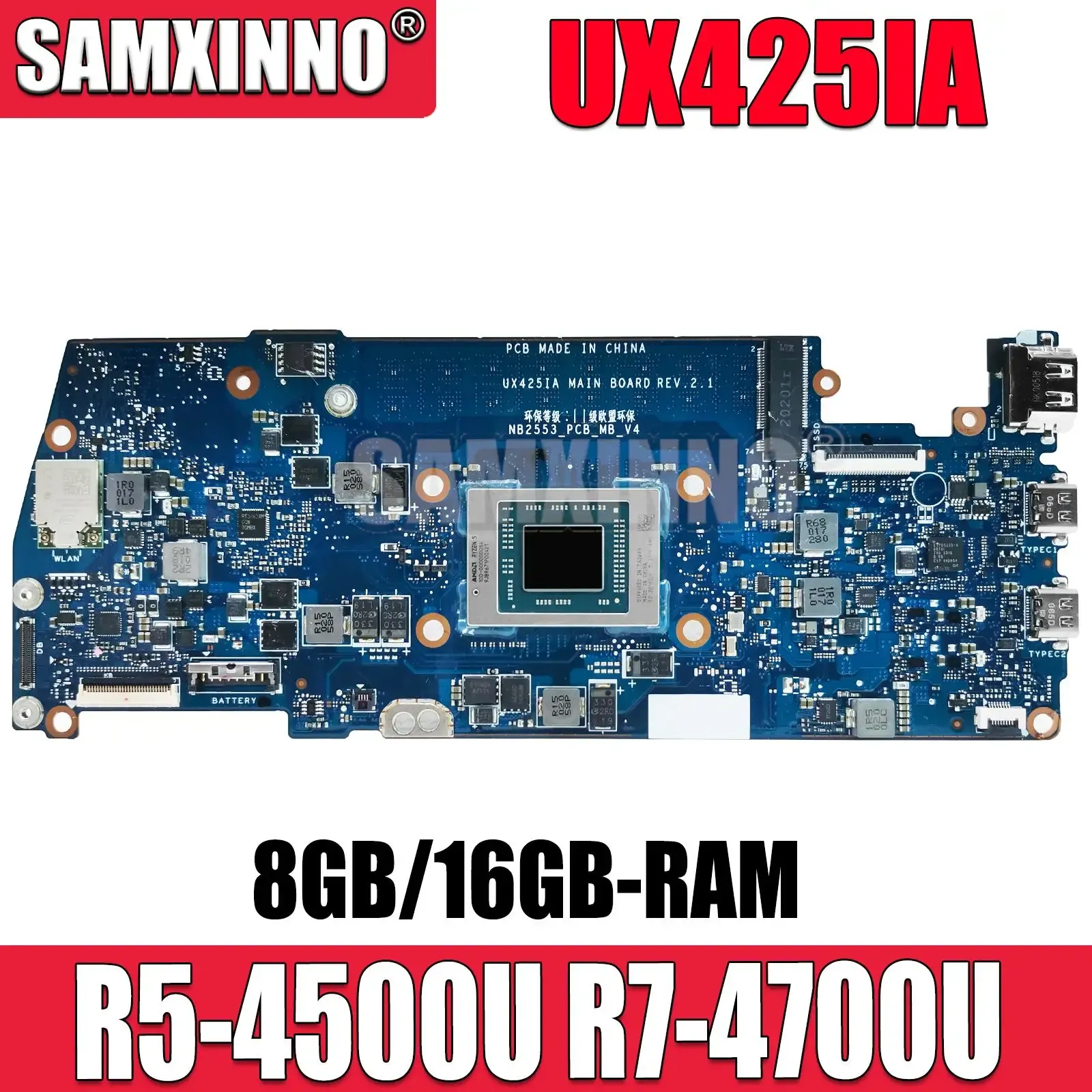 Motherboard UX425IA Motherboard For ASUS ZenBook UX425 UX425IA UX425I UM425IA Laptop Mainboard With R54500U R74700U 8GB 16GB RAM 100% Work