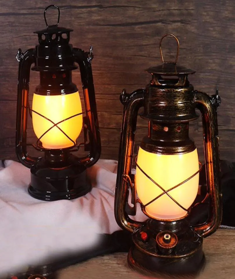 야간 조명 Thrisdar Iron Vintage Kerosene Lantern 테이블 조명 크리에이티브 바 Cafe Cafe Restuarant Pub Gazebo 침실 화염 효과 오일 L8129516