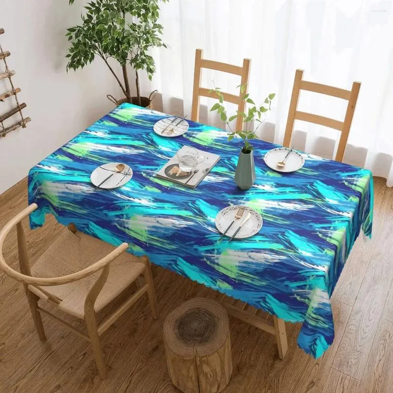 Tischtuchblau Pinselabdruck Tischdecke abstrakte Kunstschutz rechteckige Abdeckung Tischdecken elegant für die Weihnachtsfeier
