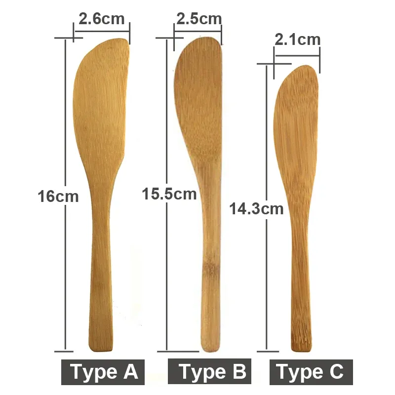 Espalhador de manteiga de bambu 3pcs Definir ferramentas de cozinha Faca de bambu de utensílios de mesa de mesa