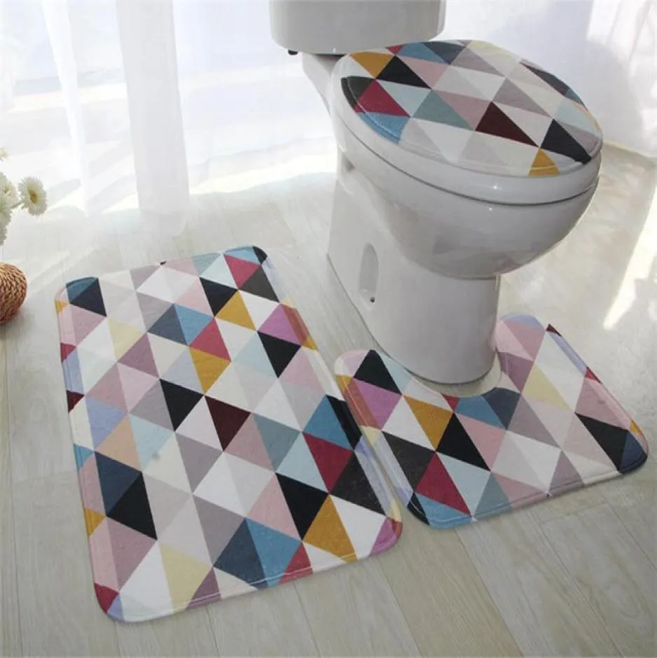 3 stycken set toalettuppsättning icke -slip badrum matta mocka antislip toalett täcker bad set dekor säkerhet tejp matta badrum set mattan y21883231