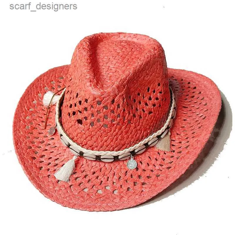 Breda randen hattar hink hattar ny färg denim hatt västra män och kvinnor cowboy stråhatt fest cowboy hatt panam jazz cap utomhus riddare hatt flipper noll y240409