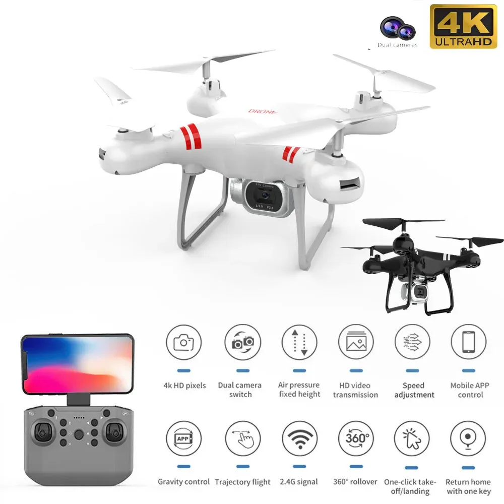 Drones RC Drone Double 4K WiFi FPV HD CAME CAMERIE KY101 DRONE ALTITUDE HOLD GESTURE MODE Long Time de vol RC Quadcopter Drone Toys for Boy