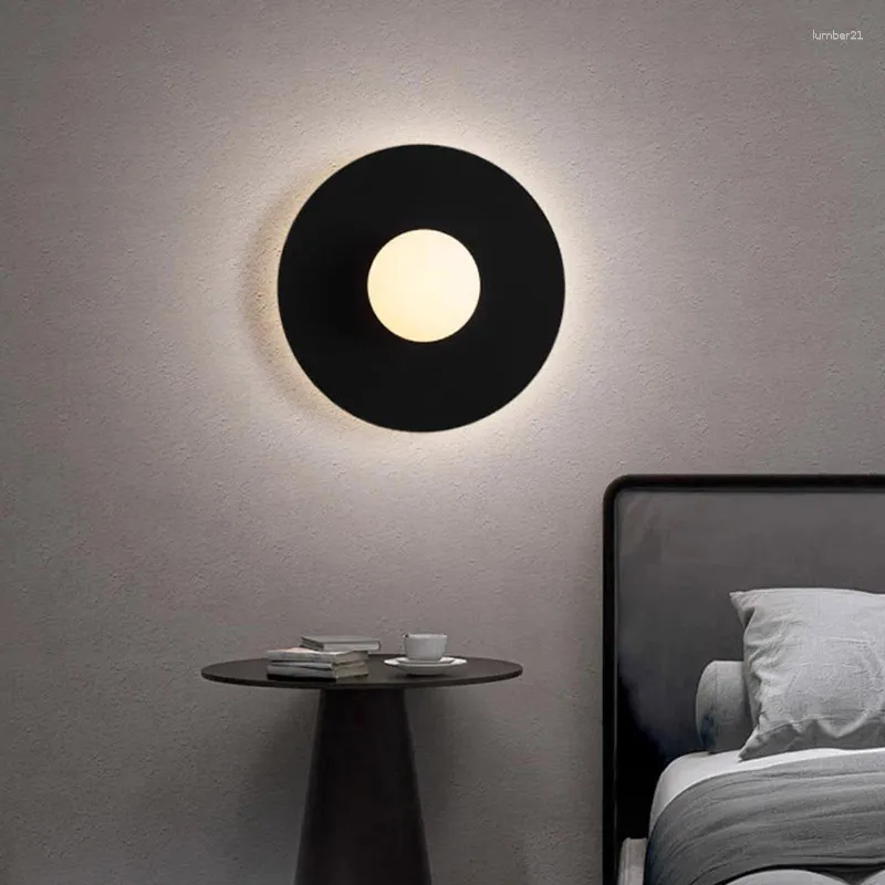 Стеновая лампа скандинавской светодиоды минималистский круглый стеклянный шар